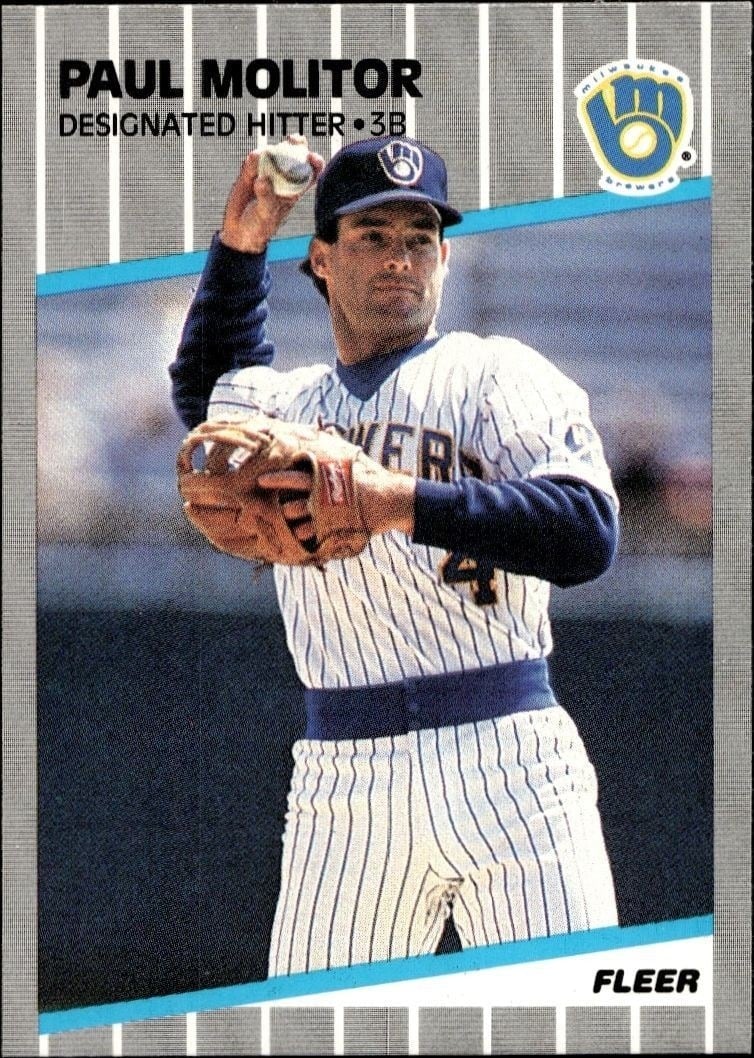 Paul Molitor 1989 Fleer #193 Baseball Trading Card - Front 1989 Fleer Paul Molitor #193 baseball trading card front