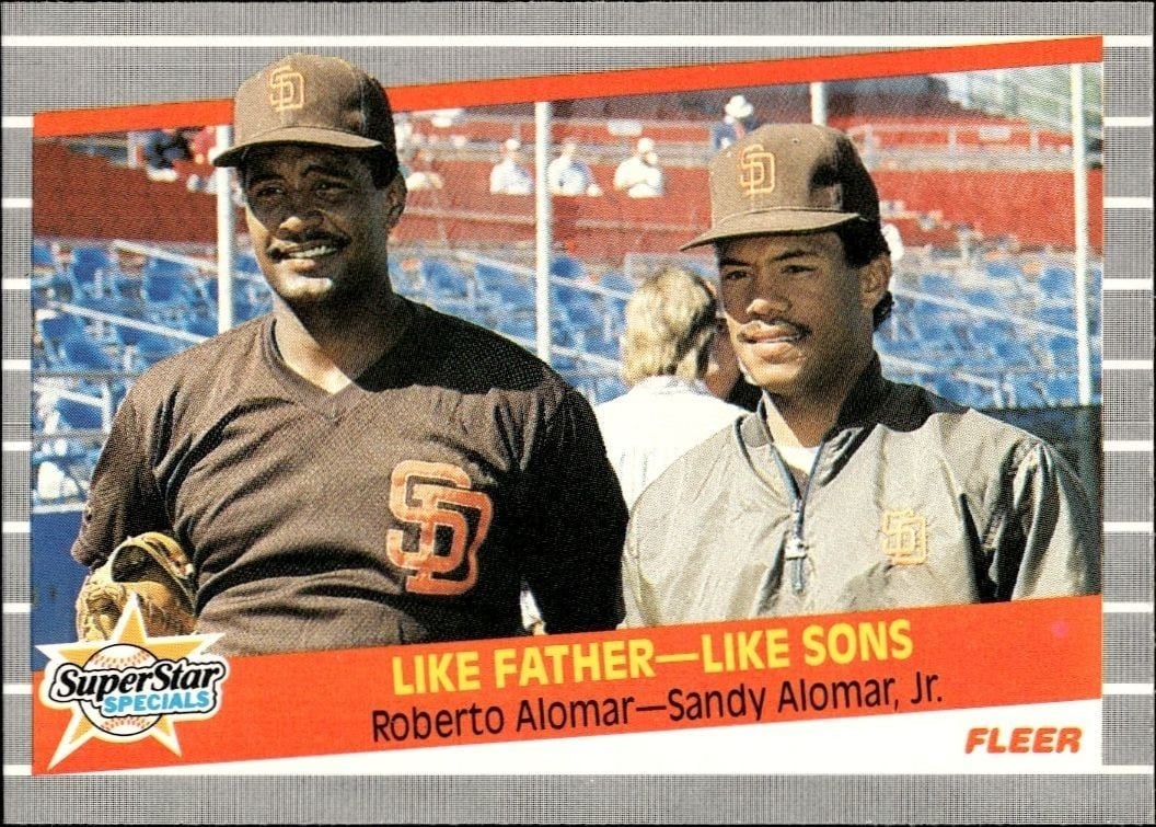 Roberto Alomar, Sandy Alomar Jr. 1989 Fleer #630 Baseball Trading Card - Front 1989 Fleer Roberto Alomar, Sandy Alomar Jr. #630 baseball trading card front