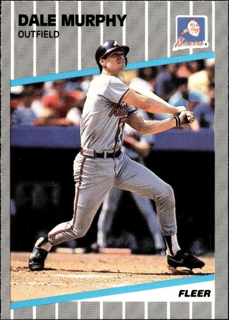 Dale Murphy 1989 Fleer #596 Baseball Trading Card - Front 1989 Fleer Dale Murphy #596 baseball trading card front