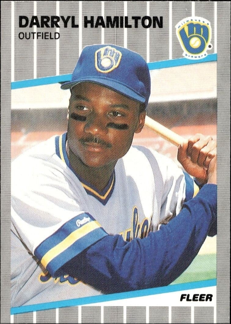 Darryl Hamilton 1989 Fleer #187 Baseball Trading Card - Front 1989 Fleer Darryl Hamilton #187 baseball trading card front
