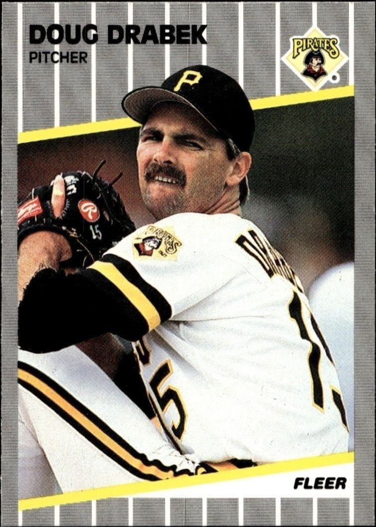 Doug Drabek 1989 Fleer #206 Baseball Trading Card - Front 1989 Fleer Doug Drabek #206 baseball trading card front