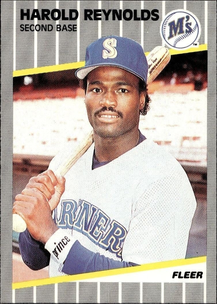 Harold Reynolds 1989 Fleer #558 Baseball Trading Card - Front 1989 Fleer Harold Reynolds #558 baseball trading card front