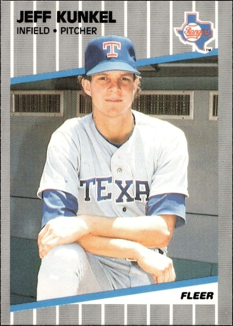 Jeff Kunkel 1989 Fleer #527 Baseball Trading Card - Front 1989 Fleer Jeff Kunkel #527 baseball trading card front