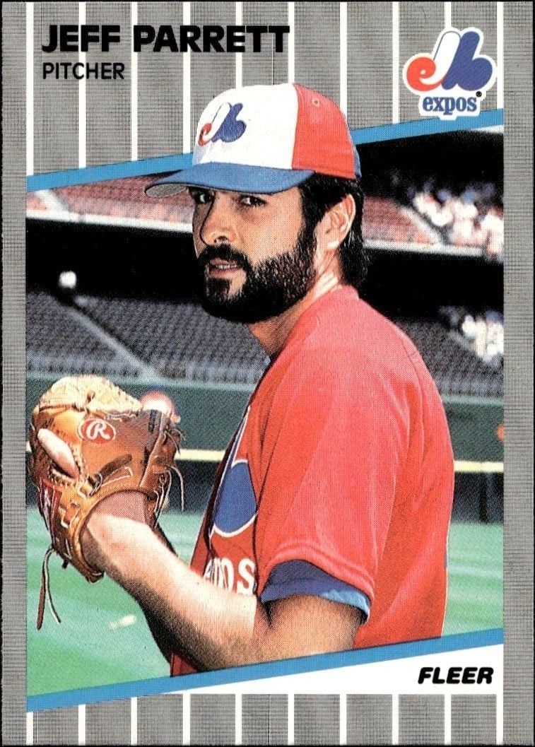Jeff Parrett 1989 Fleer #389 Baseball Trading Card - Front 1989 Fleer Jeff Parrett #389 baseball trading card front