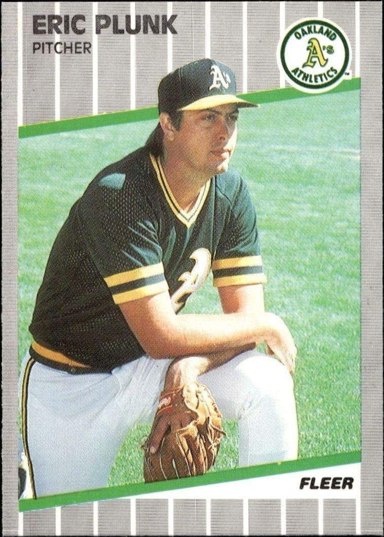 Eric Plunk 1989 Fleer #20 Baseball Trading Card - Front 1989 Fleer Eric Plunk #20 baseball trading card front