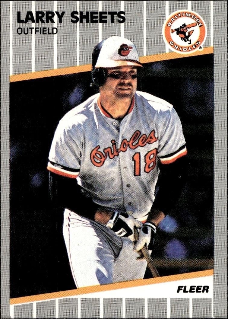 Larry Sheets 1989 Fleer #620 Baseball Trading Card - Front 1989 Fleer Larry Sheets #620 baseball trading card front