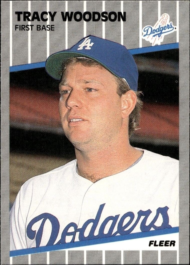 Tracy Woodson 1989 Fleer #77 Baseball Trading Card - Front 1989 Fleer Tracy Woodson #77 baseball trading card front