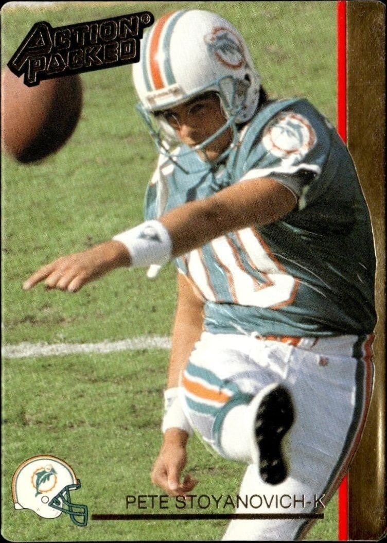Pete Stoyanovich 1992 Action Packed #146 Football Trading Card - Front 1992 Action Packed Pete Stoyanovich #146 football trading card front