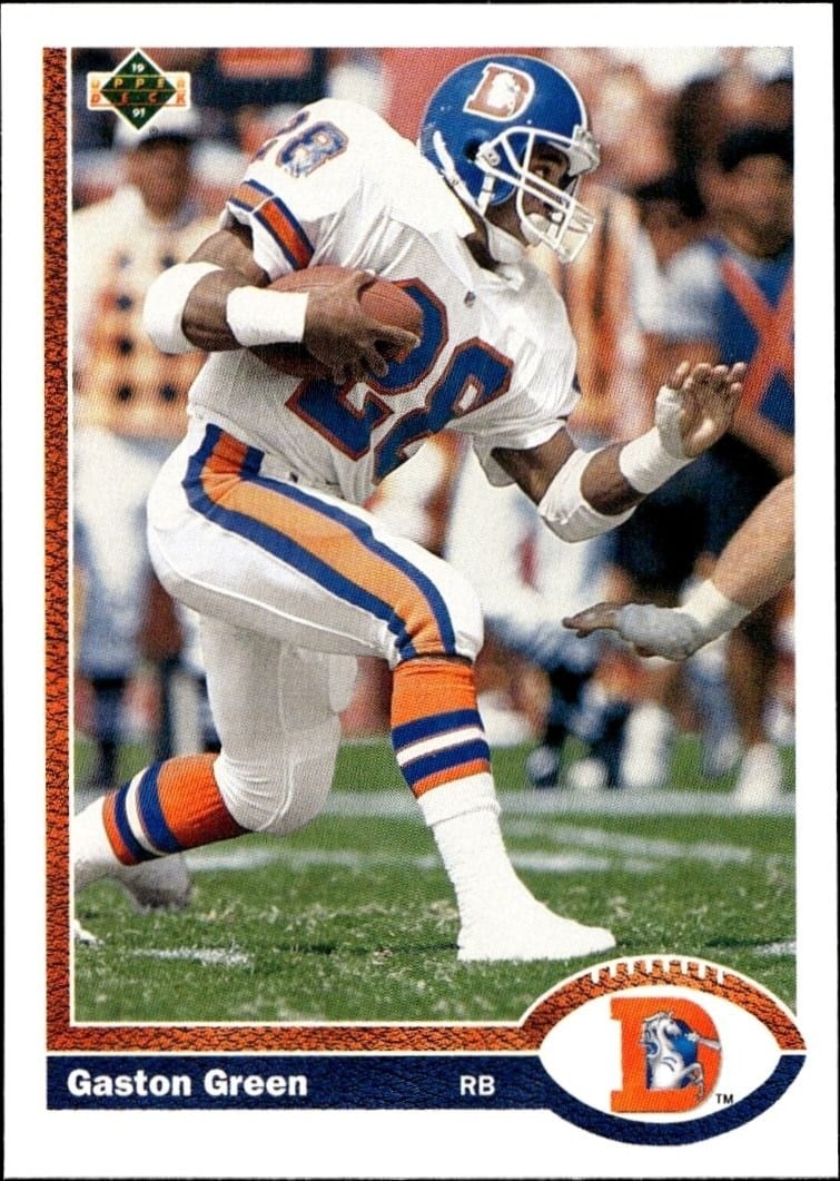 Gaston Green 1991 Upper Deck Green #551 Football Trading Card - Front 1991 Upper Deck Green Gaston Green #551 football trading card front