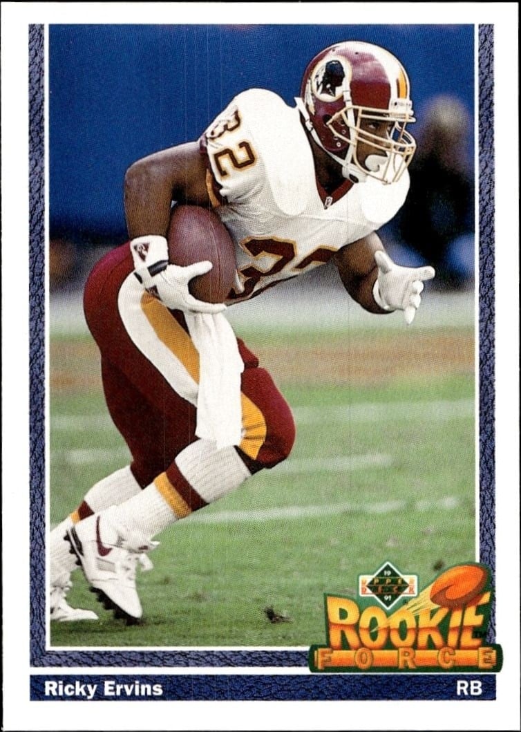 Ricky Ervins 1991 Upper Deck #640 Football Trading Card - Front 1991 Upper Deck Ricky Ervins #640 football trading card front