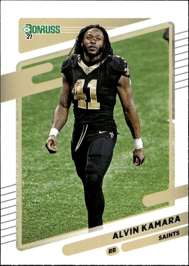Alvin Kamara 2021 Donruss #94 Football Trading Card - Front 2021 Donruss Alvin Kamara #94 football trading card front