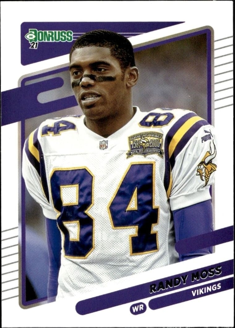 Randy Moss 2021 Donruss #128 Football Trading Card - Front 2021 Donruss Randy Moss #128 football trading card front