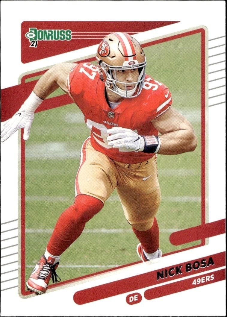Nick Bosa 2021 Donruss #56 Football Trading Card - Front 2021 Donruss Nick Bosa #56 football trading card front