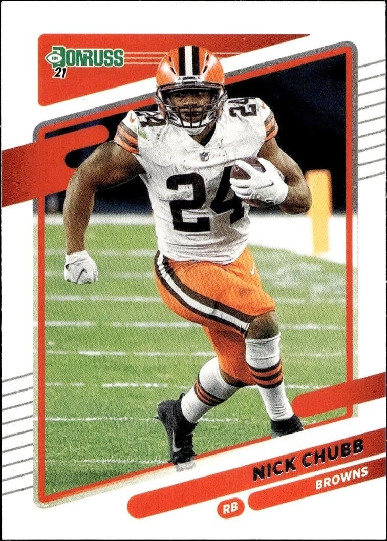 Nick Chubb 2021 Donruss #196 Football Trading Card - Front 2021 Donruss Nick Chubb #196 football trading card front