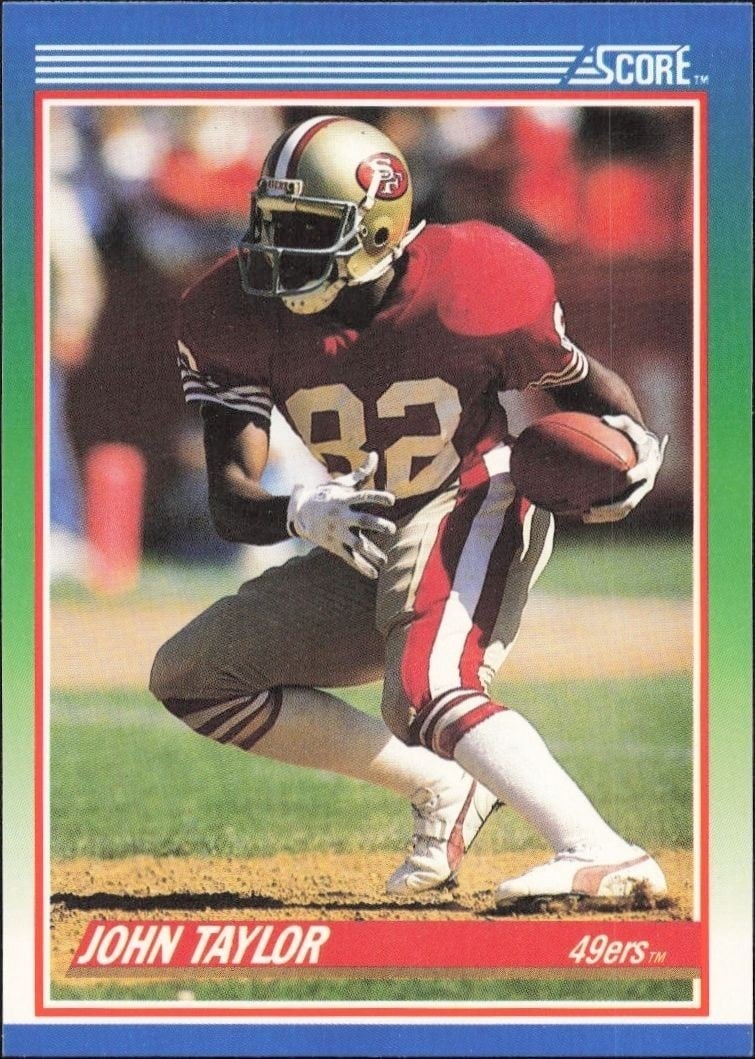 John Taylor 1990 Score #9 Football Trading Card - Front 1990 Score John Taylor #9 football trading card front