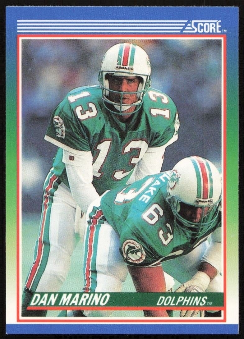 Dan Marino 1990 Score #13 Football Trading Card - Front 1990 Score Dan Marino #13 football trading card front