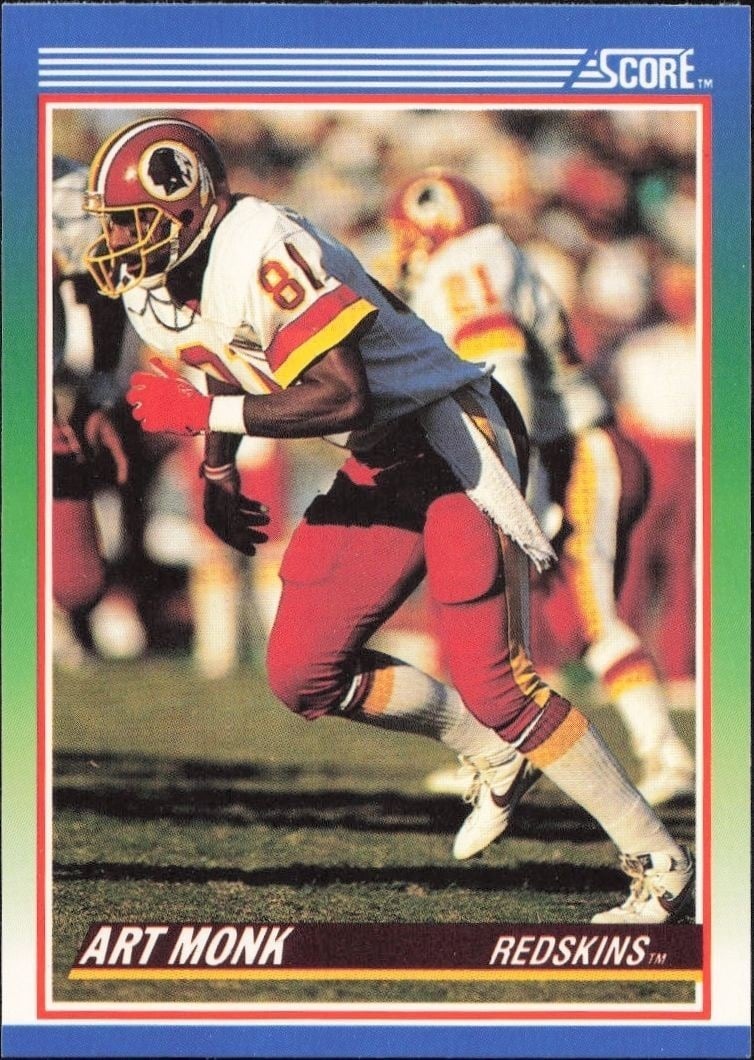 Art Monk 1990 Score #12 Football Trading Card - Front 1990 Score Art Monk #12 football trading card front