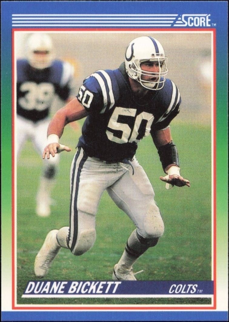 Duane Bickett 1990 Score #23 Football Trading Card - Front 1990 Score Duane Bickett #23 football trading card front