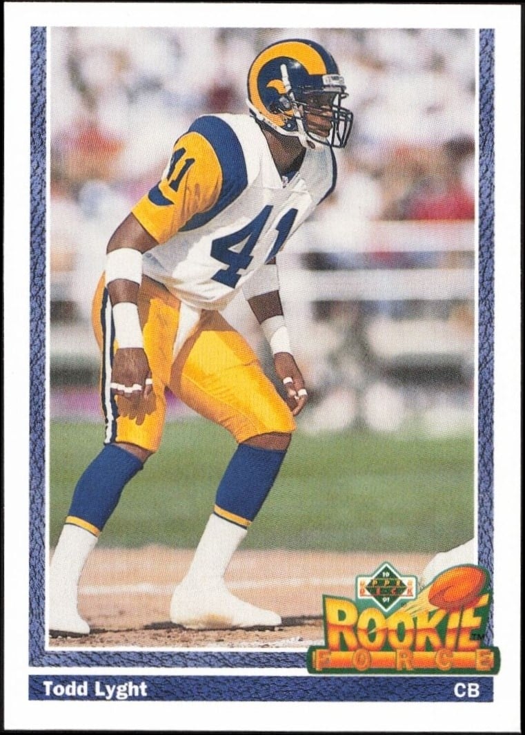 Todd Lyght 1991 Upper Deck #648 Football Trading Card - Front 1991 Upper Deck Todd Lyght #648 football trading card front