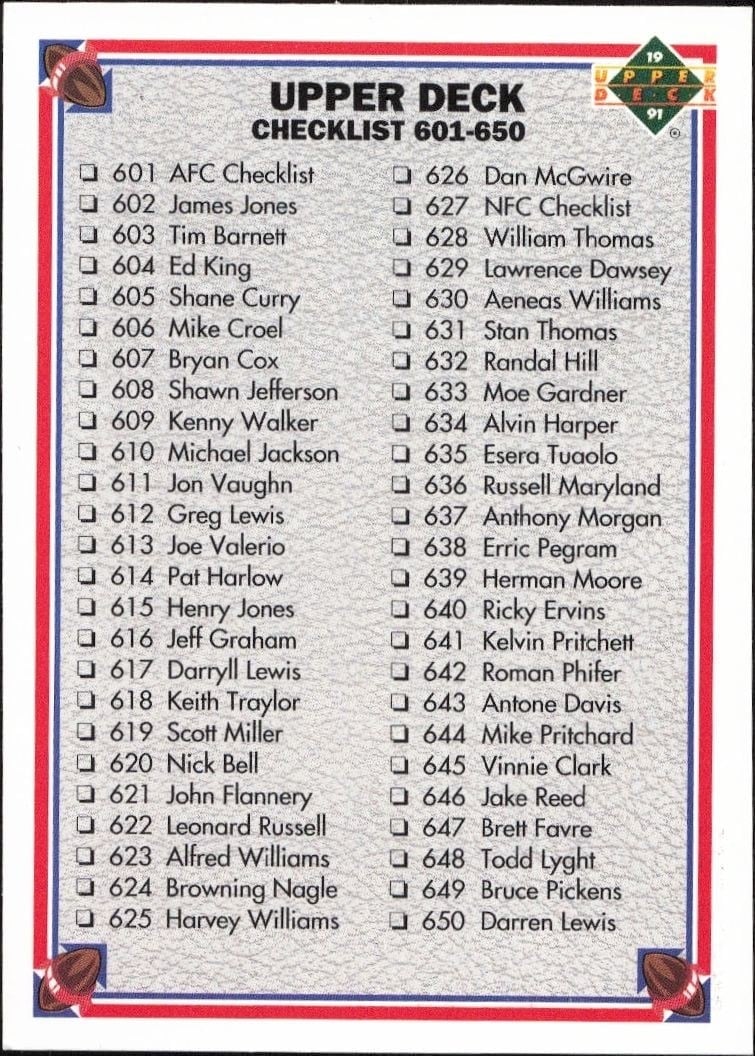 Checklist 1999 Upper Deck #700 Football Trading Card - Front 1999 Upper Deck Checklist #700 football trading card front