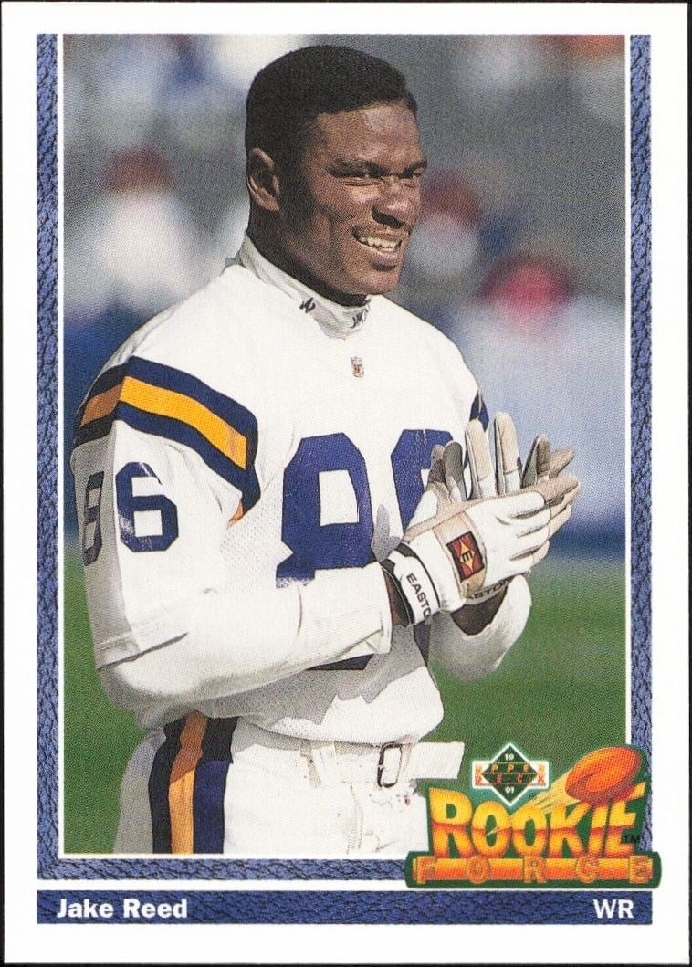 Jake Reed 1991 Upper Deck #646 Football Trading Card - Front 1991 Upper Deck Jake Reed #646 football trading card front