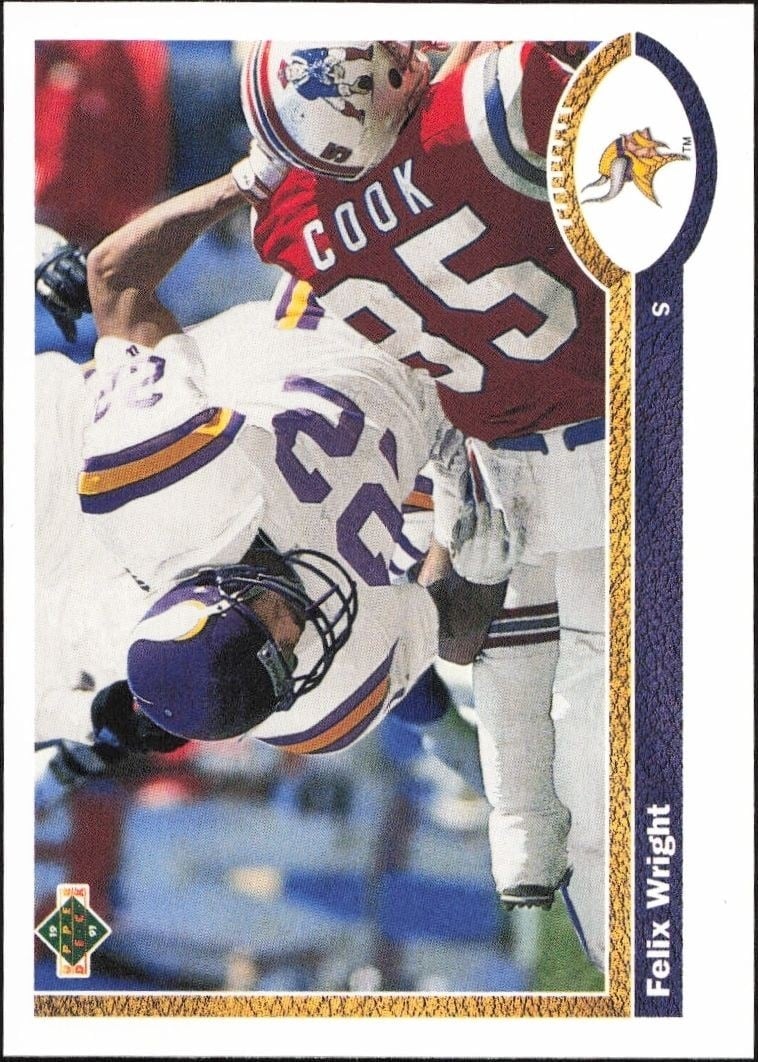 Felix Wright 1991 Upper Deck #663 Football Trading Card - Front 1991 Upper Deck Felix Wright #663 football trading card front