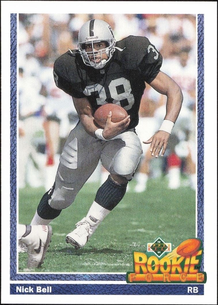 Nick Bell 1991 Upper Deck #620 Football Trading Card - Front 1991 Upper Deck Nick Bell #620 football trading card front
