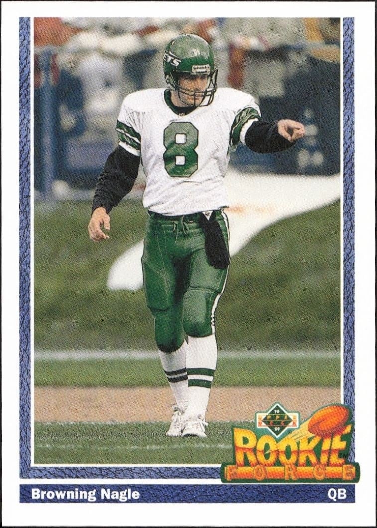 Browning Nagle 1991 Upper Deck #624 Football Trading Card - Front 1991 Upper Deck Browning Nagle #624 football trading card front