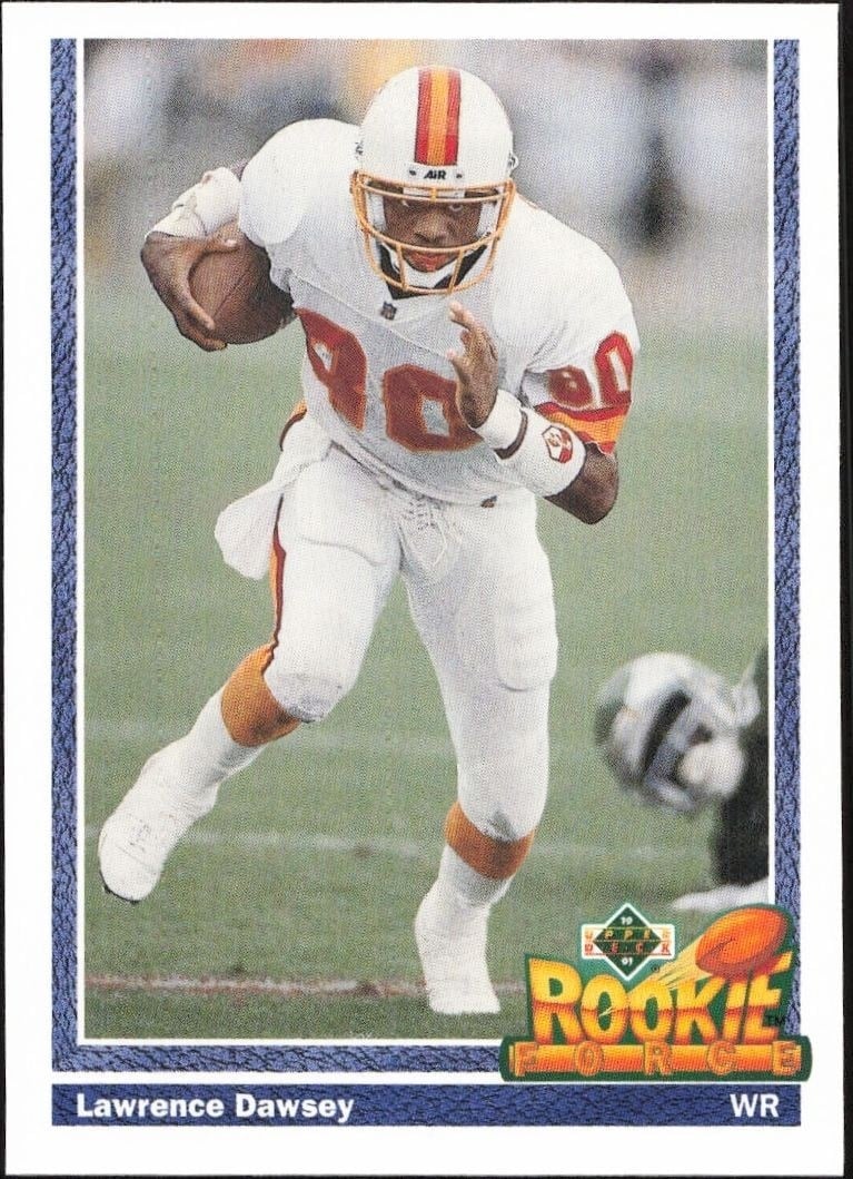 Lawrence Dawsey 1991 Upper Deck #629 Football Trading Card - Front 1991 Upper Deck Lawrence Dawsey #629 football trading card front