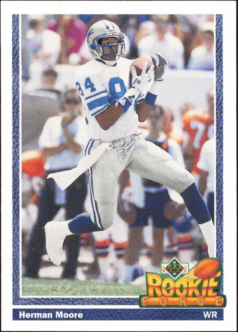 Herman Moore 1991 Upper Deck #639 Football Trading Card - Front 1991 Upper Deck Herman Moore #639 football trading card front