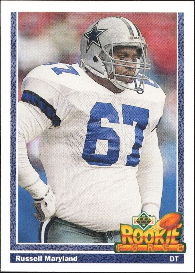 Russell Maryland 1991 Upper Deck #636 Football Trading Card - Front 1991 Upper Deck Russell Maryland #636 football trading card front