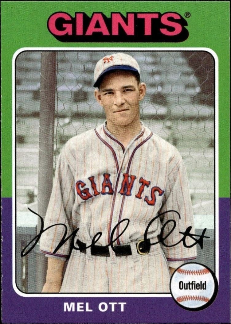 Mel Ott 2019 Topps Archives #102 Baseball Trading Card - Front 2019 Topps Archives Mel Ott #102 baseball trading card front