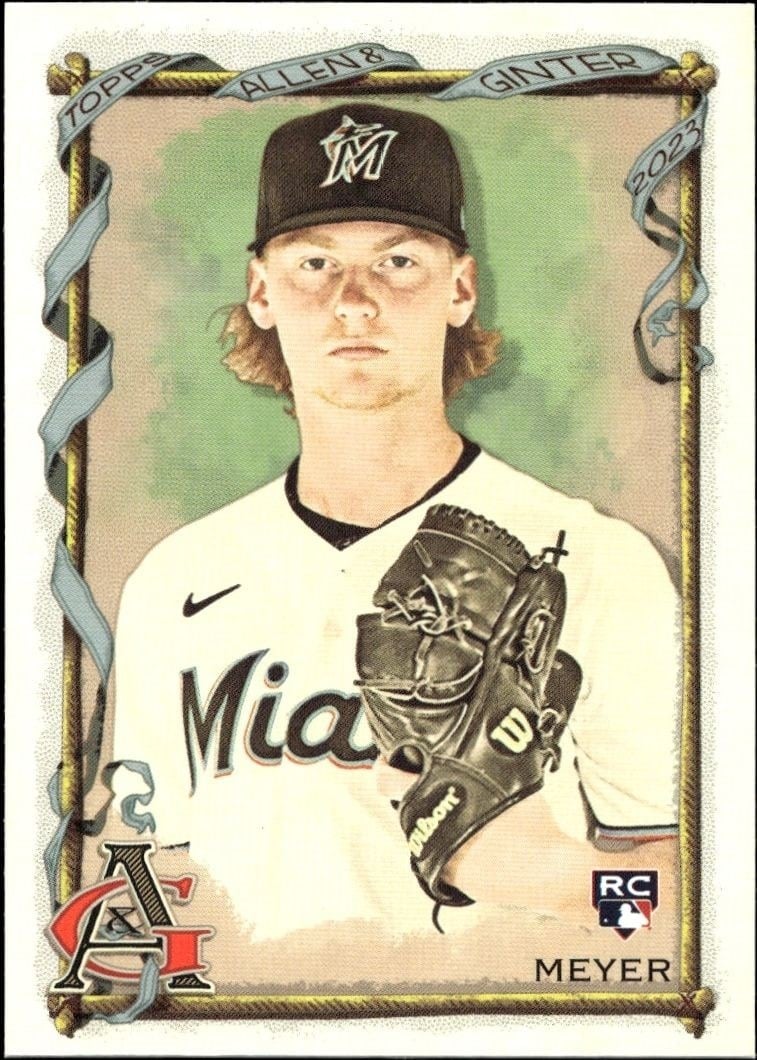Max Meyer 2023 Topps Allen & Ginter #129 Baseball Trading Card - Front 2023 Topps Allen & Ginter Max Meyer #129 baseball trading card front