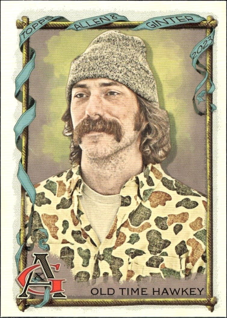 Old Time Hawkey 2023 Topps Allen & Ginter #256 Baseball Trading Card - Front 2023 Topps Allen & Ginter Old Time Hawkey #256 baseball trading card front