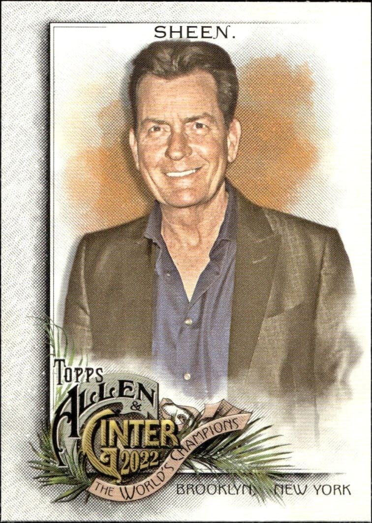 Charlie Sheen 2022 Topps Allen & Ginter #292 Baseball Trading Card - Front 2022 Topps Allen & Ginter Charlie Sheen #292 baseball trading card front