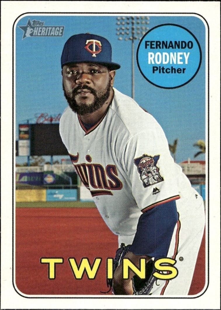Fernando Rodney 2018 Topps Heritage High Number #544 Baseball Trading Card - Front 2018 Topps Heritage High Number Fernando Rodney #544 baseball trading card front