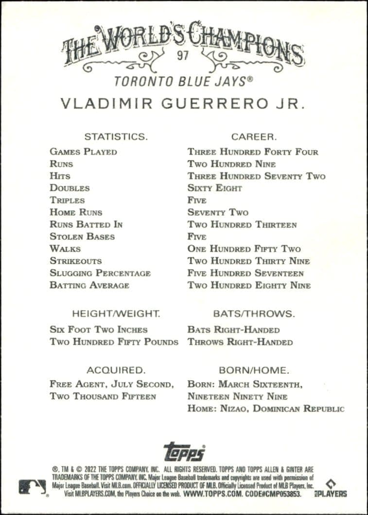 Vladimir Guerrero Jr. - Back