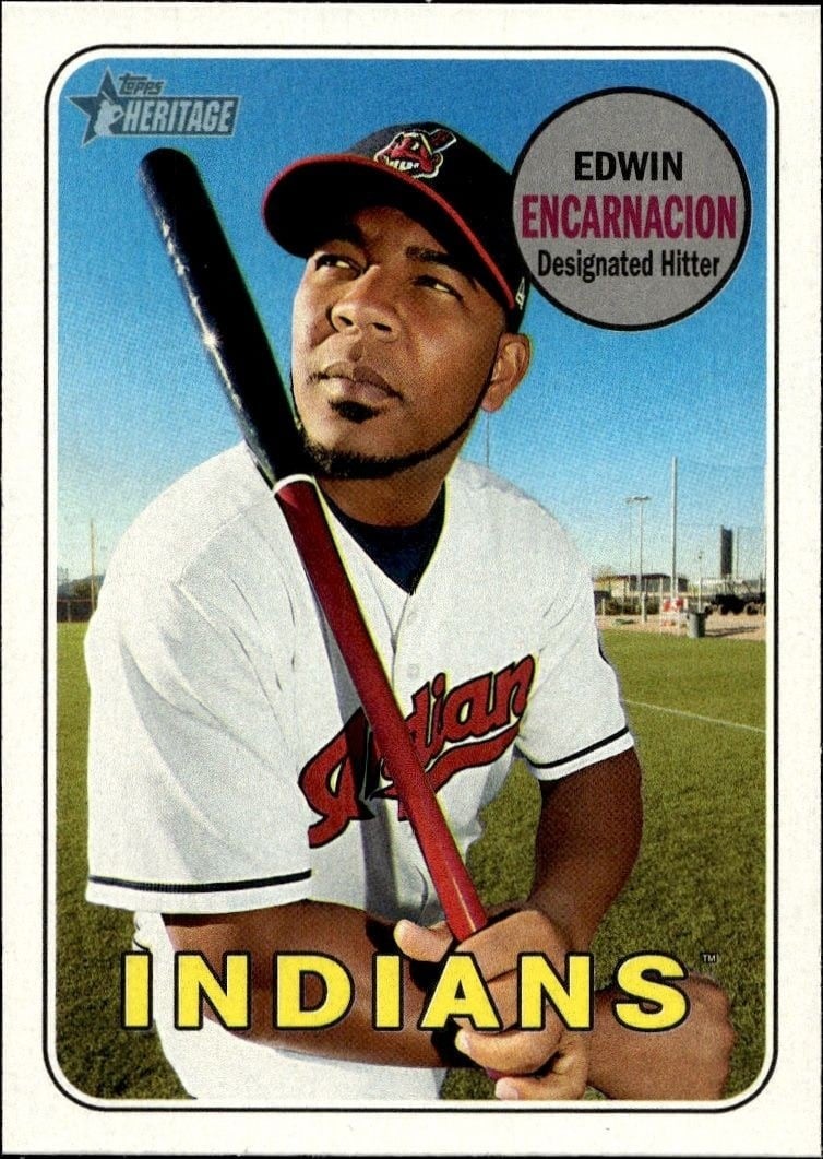 Edwin Encarnacion 2018 Topps Heritage #325 Baseball Trading Card - Front 2018 Topps Heritage Edwin Encarnacion #325 baseball trading card front