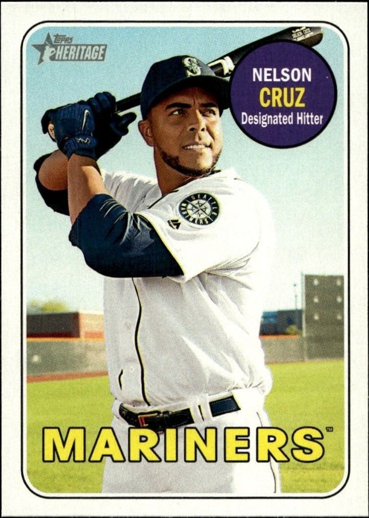 Nelson Cruz 2018 Topps Heritage #322 Baseball Trading Card - Front 2018 Topps Heritage Nelson Cruz #322 baseball trading card front