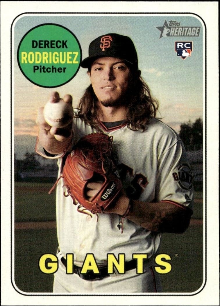 Dereck Rodriguez 2018 Topps Heritage High Number #590 Baseball Trading Card - Front 2018 Topps Heritage High Number Dereck Rodriguez #590 baseball trading card front