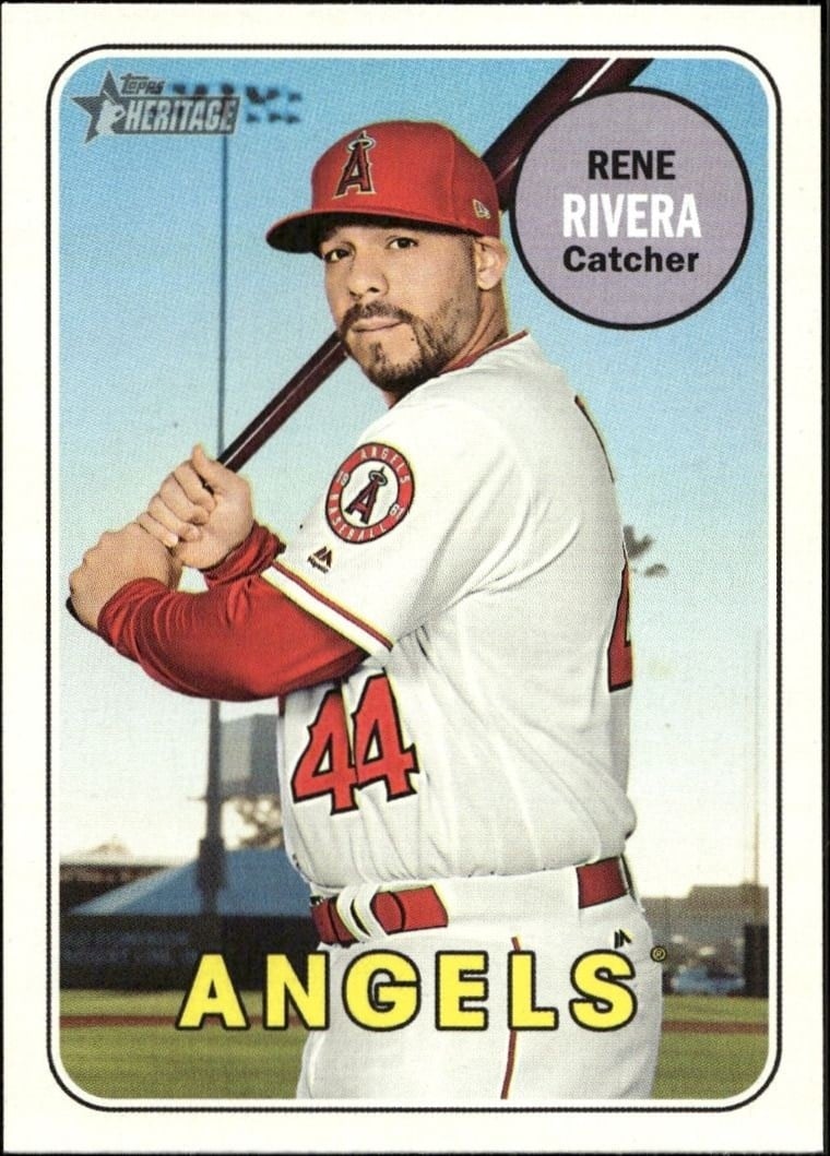 Rene Rivera 2018 Topps Heritage High Number #589 Baseball Trading Card - Front 2018 Topps Heritage High Number Rene Rivera #589 baseball trading card front