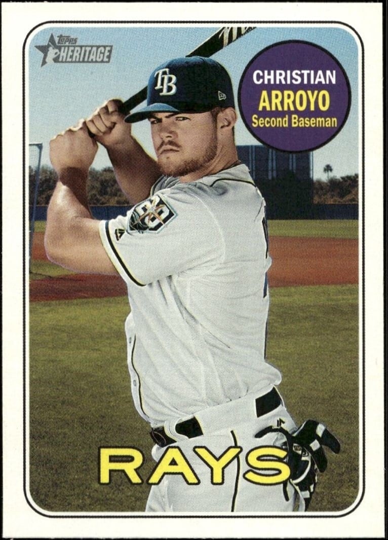 Christian Arroyo 2018 Topps Heritage High Number #613 Baseball Trading Card - Front 2018 Topps Heritage High Number Christian Arroyo #613 baseball trading card front