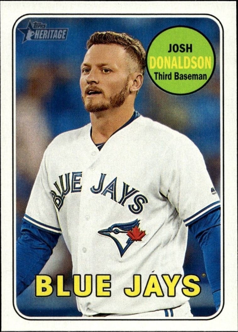 Josh Donaldson 2018 Topps Heritage #91 Baseball Trading Card - Front 2018 Topps Heritage Josh Donaldson #91 baseball trading card front