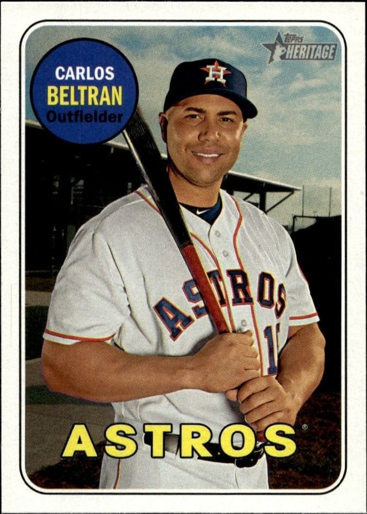 Carlos Beltran 2018 Topps Heritage #148 Baseball Trading Card - Front 2018 Topps Heritage Carlos Beltran #148 baseball trading card front