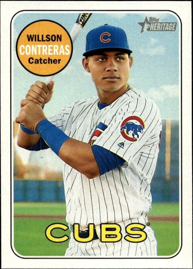 Willson Contreras 2018 Topps Heritage #247 Baseball Trading Card - Front 2018 Topps Heritage Willson Contreras #247 baseball trading card front