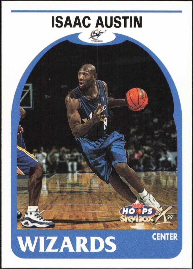 Isaac Austin 1999-00 Skybox NBA Hoops Decade #141 Basketball Trading Card - Front 1999-00 Skybox NBA Hoops Decade Isaac Austin #141 basketball trading card front