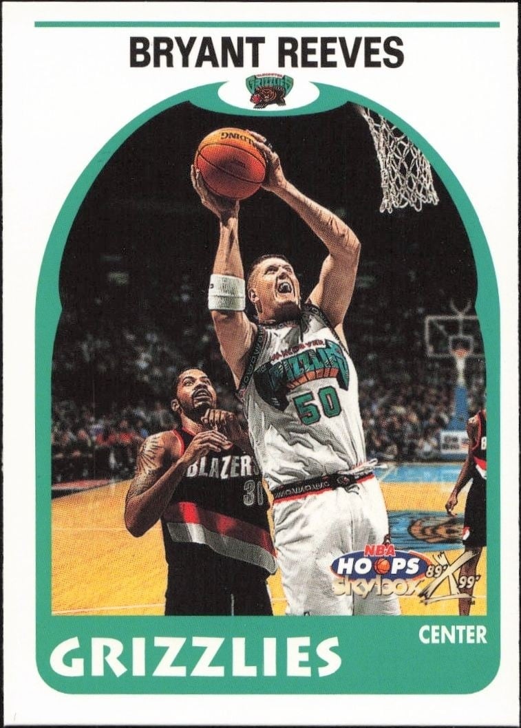 1999-00 Skybox NBA Hoops Decade Bryant Reeves #98 trading card