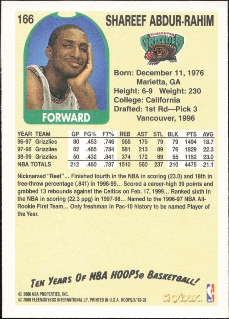 Shareef Abdur-Rahim - Back