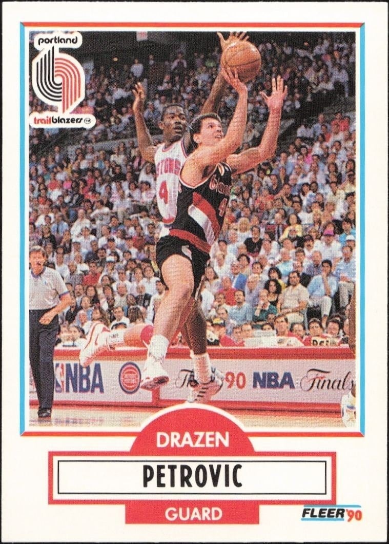 Drazen Petrovic 1990-91 Fleer Update #U-81 Basketball Trading Card - Front 1990-91 Fleer Update Drazen Petrovic #U-81 basketball trading card front