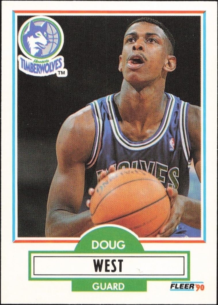 Doug West 1990-91 Fleer Update #U-58 Basketball Trading Card - Front 1990-91 Fleer Update Doug West #U-58 basketball trading card front